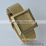 square gold plated mens stainless steel mens locket bracelet