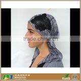 Chic Flower Pre Tied Fashion Head Covering Wrap Chef Hat Scarf