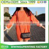 Latest Fashion Casual Loose Long Sleeve 100% Cotton Blank T-shirt Dress thumbnail-1