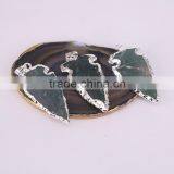 Silver Plated Edged Jasper Gem Stone Druzy Pendant, Green Arrow Pendant, For Jewelry Making thumbnail-3