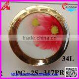 Fashion Design Flower Printing Plastic Buttons With Metal Ring