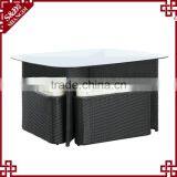 Chic Tempered Glass Table Design 5-pc Outdoor Patio Rattan Dining Set thumbnail-2