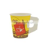 custom prinded 7oz drinking hot caffee paper cups with handle