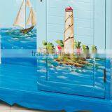 Mediterranean Style Wine Cabinet, Sailing Boat Handpainting Wine Cupboard, Solid Wood Single Door Show Cabinet (BF01-X1148) thumbnail-6