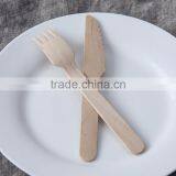 Cheap Food- Grade Biodegradable Birch Wood Cutlery Disposable Wood Spoon Knife and Fork thumbnail-3