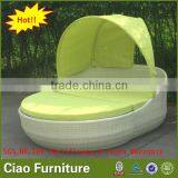 Outdoor Garden Rattan Day Bed With Canopy Poolside Sunbed Furniture thumbnail-1