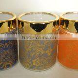 Antique Glass Cracker Chocolate Jar With Screw Golden Cap thumbnail-1