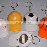 New Style Promotional Football Cap Hat Shape Bottle Opener With Keychain thumbnail-2