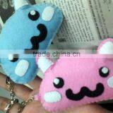 New Product Hotsale Fashion Wholesale Stuffed Bear Head Key Ring Craft Polyester Felt Couple Pair Keychain Made in China thumbnail-1