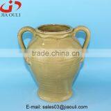 Antique Design Large Grey/Green Ceramic Garden Flower Vase With Handle thumbnail-3