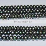 High Quality 5-6mm Peacock Green Button Shape Freshwater Pearl Strand thumbnail-3