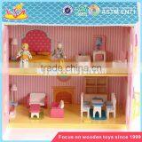 Wholesale Pink Delicate Kids Wooden Dollhouse Beautiful Children Wooden Chic Dollhouse for Sale W06A029 thumbnail-2