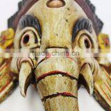 Hand Crafted Wooden Mask of Hindu Lord Ganesh Wall Hanging Made In Nepal thumbnail-2