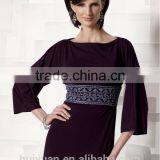 Formal Long Sleeve Beaded A-line Full Length Round Neck Mother Dress Muslim Bridal Gown thumbnail-3