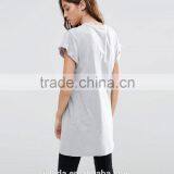 Manufactory Custom Logo Print Longline Short Sleeve Women T Shirt thumbnail-3