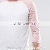 Men 100% Cotton Crew Neck Contrast Raglan 3/4 Sleeve T-shirt Wholesale Custom thumbnail-3