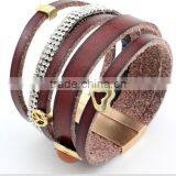 Genuine Leather Cuff Bracelets,girls Leather Heart Bracelet,crystal Gift Bracelets With Magnetic Clasp thumbnail-3