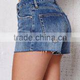 On-trend Blue Mid Rise Cutoff Denim Mountain Bike Sweat Shorts for Girls thumbnail-4