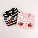 2-8 Years Wholesale 2017 New Autumn Cotton Knitting Embroidery Stripe Bird Kids Girls Coats thumbnail-2