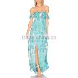 Flutter Sleeve off Shoulder Bohemian Maxi Dress Tie Dye Boho Clothing thumbnail-5