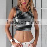 Custom Fashion Double Mini Stripe Curve Hem Tank Tops For Wholesale 2017 thumbnail-3