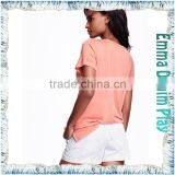 Customized Sketch Girl's Sexy Colorfast Dyeing Slub Knit Cotton Heart Deep V Neck T Shirts thumbnail-2