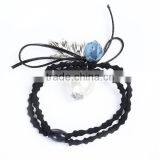 Cheap Wholesale Ponytail Holder Leaf Deep Blue Flower Acrylic Hair Ties thumbnail-2