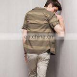 T-MSS019 Round Bottom Casual Wide Stripe Half Sleeve Men Shirt thumbnail-6