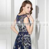 2017 Latest Design Cap Sleeve Royal Blue Tulle Embroidered Evening Dresses LX382 thumbnail-6