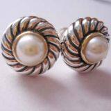 Gold Plated 925 Silver Pearl Color Classics Earrings(E-022)