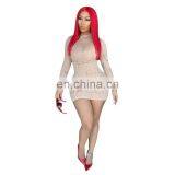 LAITE D2181 2020 New Arrivals Patchwork Printed See-through Sexy Dresses Women Fashion Bodycon Casual Dresses thumbnail-2