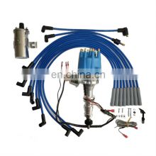 SBF Blue Distributor And Chrome Coil And Spark Plug Wire for FORD 390 427 428
