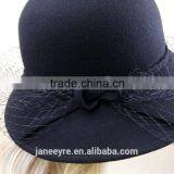 Hot Sale Women's Wide Brim Wool Felt Hats With Veil Fascinator thumbnail-4
