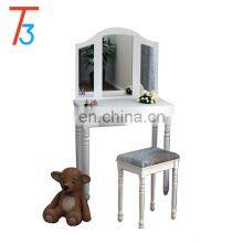China Antique Bedroom White Girls Dressing Table With Mirror and Stool