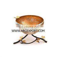 Round Black Bowl With Flower Art thumbnail-2