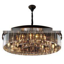 2022 Newest Design Big Black Round Luxury Asfour Pendant Lamp Restaurant Living Room Classic Crystal Chandeliers Ceiling thumbnail-1