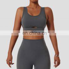 Wide Shoulder Straps Sexy Sports Bras Wholesale Backless Four Way Stretch Yoga Tops thumbnail-1