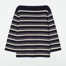 Casual Version Boat Collar Striped T-shirt Dark Blue/striped 2025 Spring New Product thumbnail-1