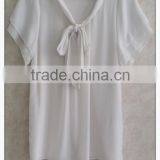Sailor Collar Chiffon T-shirt Sweet Bow Girl White Tshirt thumbnail-2