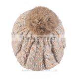 Plain Knitted Fur Ball Beanie Hat With Top Ball Kenmont Supply thumbnail-6