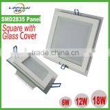 6W 12W 18W 2835 SMD Sqaure LED Panel Lights With Glass Cover