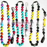 Cheap cross rosary beaded colorful silicone necklace