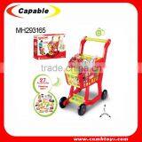 Kids Shopping Trolley Cart With Food Set Plastic Shopping Cart thumbnail-1