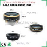 Clip 198 Degree Fisheye Lens 0.63x Wide Angle Lens 15x Macro Camera Lens 3 in One Combo for Iphone 6s Samsung Htc lg Xiaomi thumbnail-5