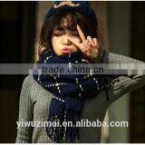 Women Ladies Wool Blend Tartan Neck Stole Plaid Grid Tassel Scarf Wrap thumbnail-1