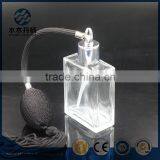 Luxury 50ml Rectangle Clear Glass Perfume Bottle With Airbag Pump Sprayer