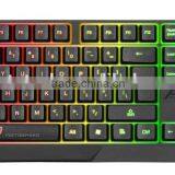 USB 7 Colors Colorful LED Illuminated Ergonomic Backlight Gaming Wired Keyboard for Laptop PC