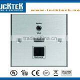 Brushed Aluminum Faceplate With Audio Video and Network, Metal Wallplate With Rj45 thumbnail-1