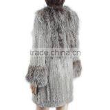 High Quality Knitted Fur Coat With Rabbit/silver Fox Fur/high Fashion Fur Style for Ladies KZ150105 thumbnail-2
