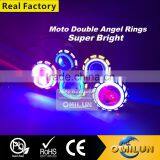 Waterproof 12V Double Angel Lamp Lens With Motorcycle Headlight
